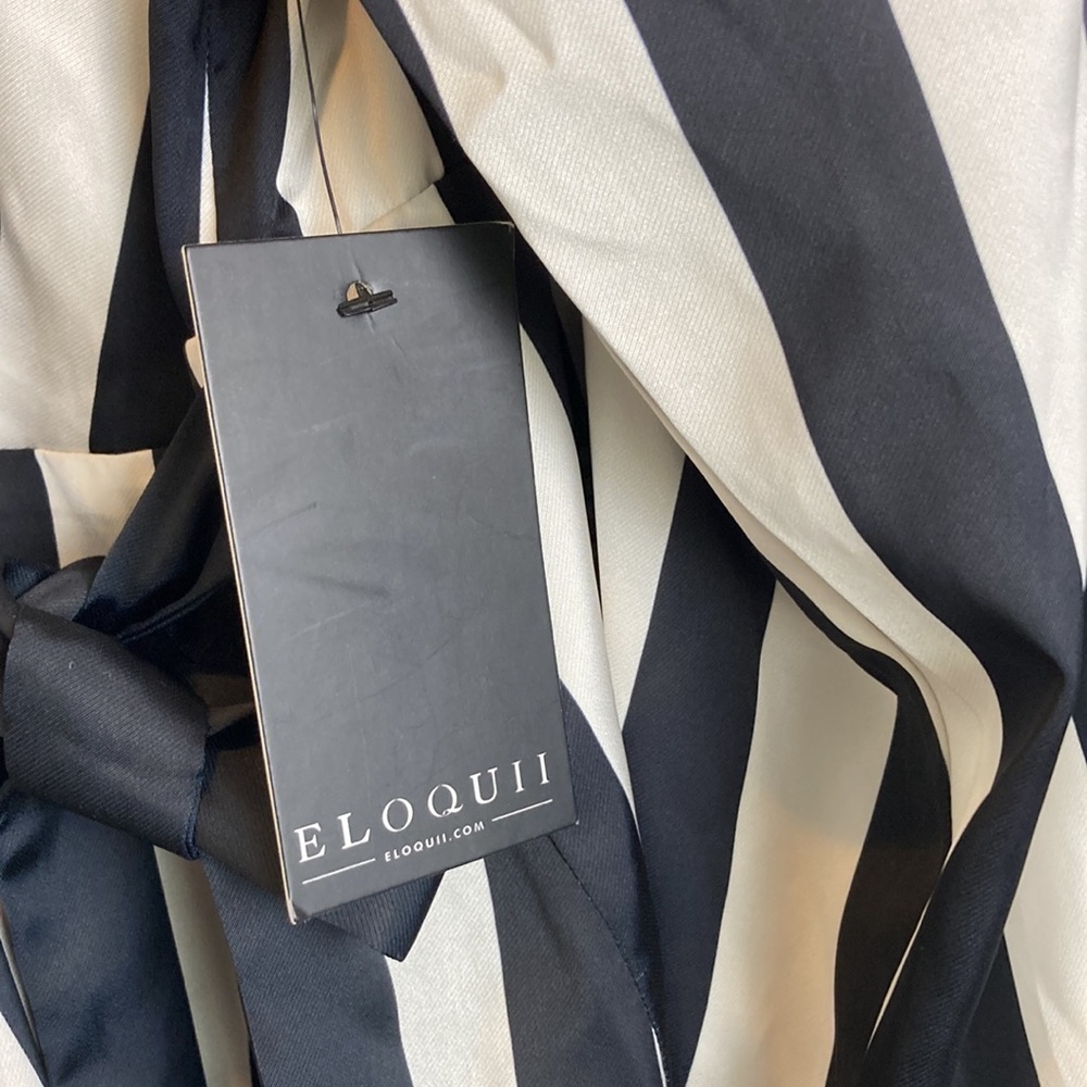 Eloquii NWT Full Sleeve True Wrap Dress Asymmetrical Black White Sz 22 Bold - Picture 5 of 16